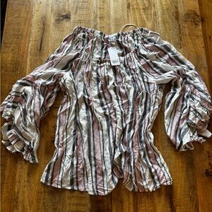 Single Thread Striped Off-Shoulder Women's plus size Top 2X blouse top NWT NEW